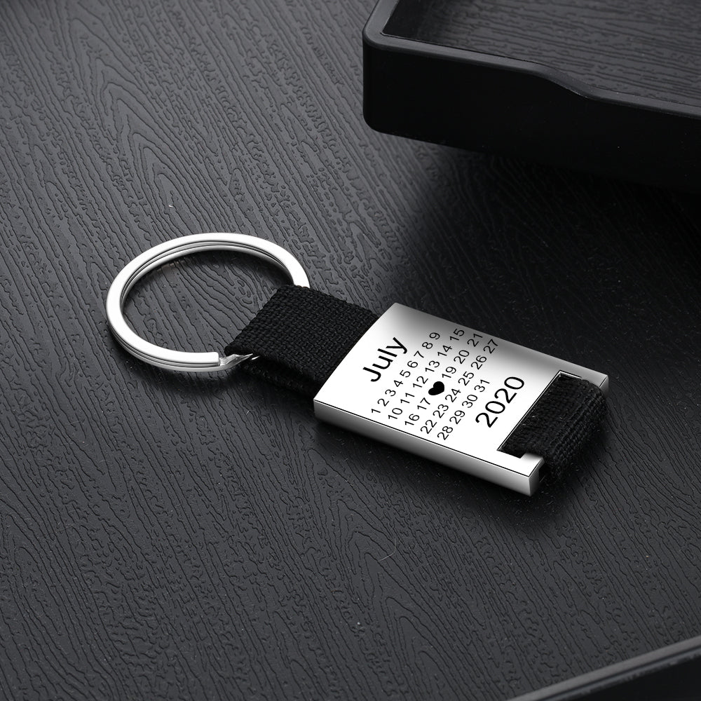 Personalized Calendar Keychain- Custom Date & Picture Calendar Gift for Dad