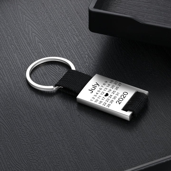Personalized Calendar Keychain- Custom Date & Picture Calendar Gift for Dad