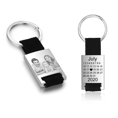  Custom Date & Picture Calendar Keychain Gift for Dad