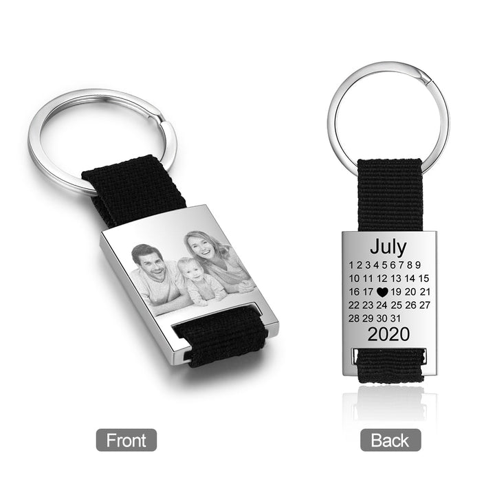  Custom Date & Picture Calendar Keychain Gift for Dad