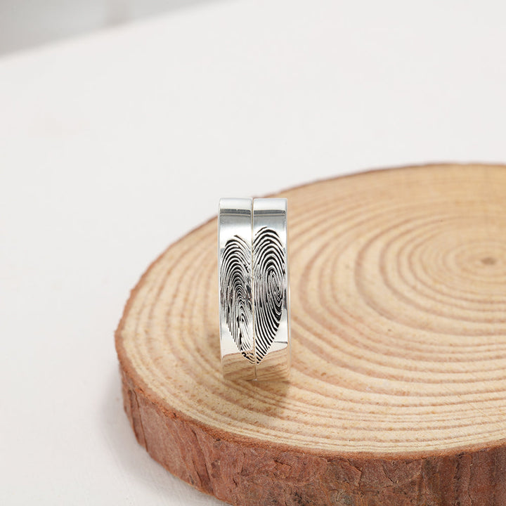Custom Engraved Fingerprint couple Rings