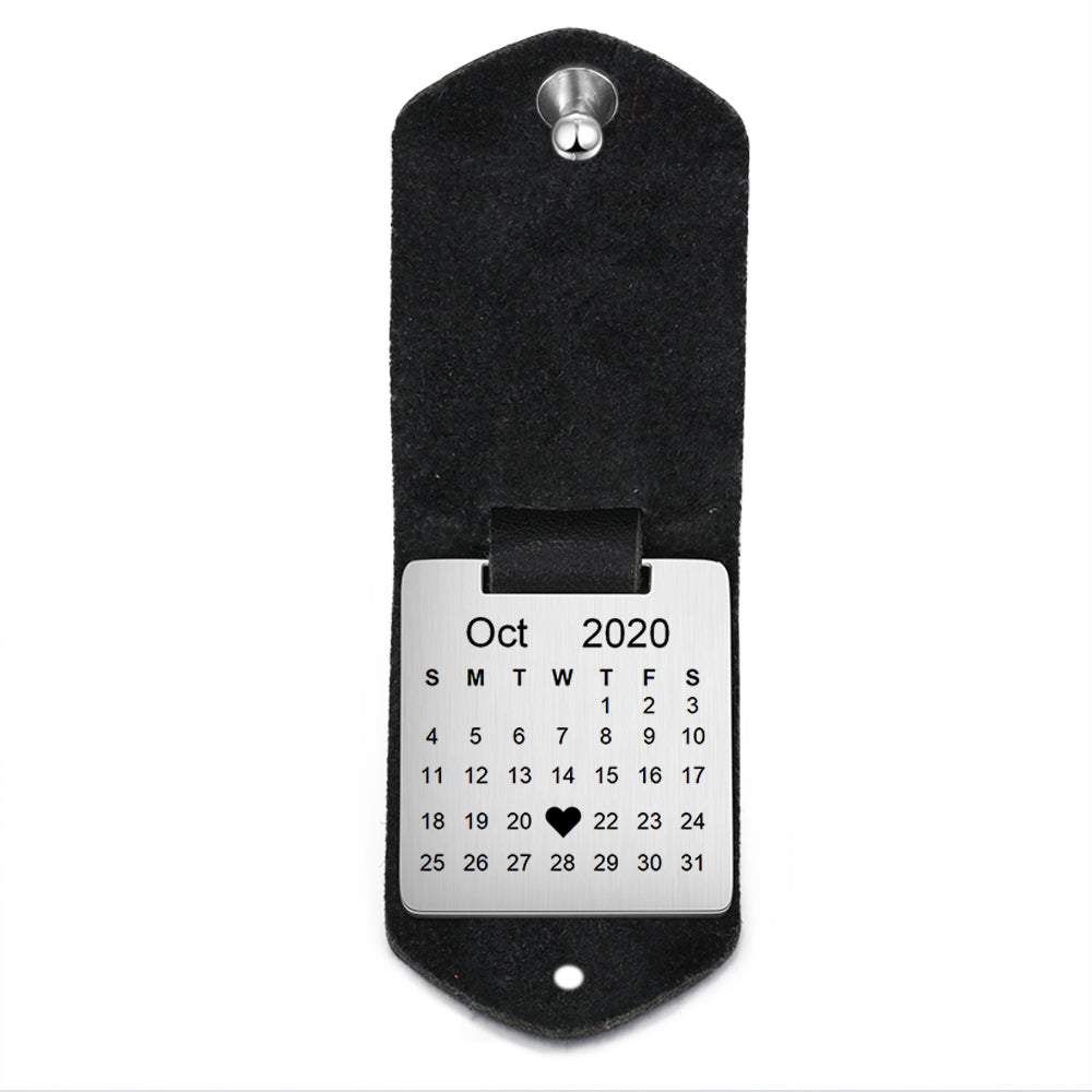 Personalized Leather Keychain With Picture and Calendar