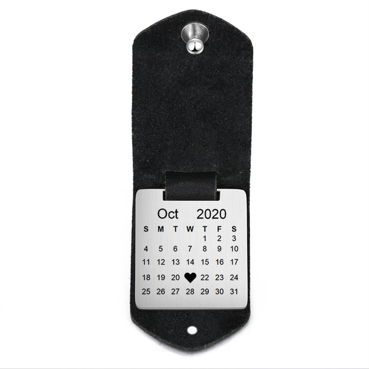 Personalized Leather Keychain With Picture and Calendar