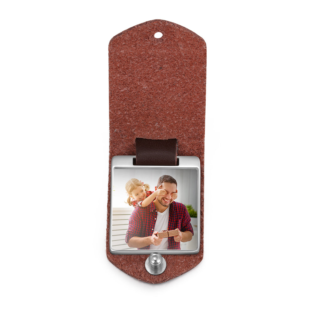 Personalized Leather Keychain With Picture and Calendar