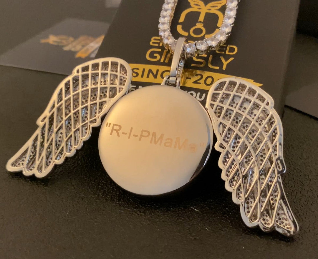 14k Gold Plated Custom Made Photo Angel Medallion Necklace