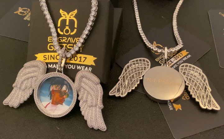 14k Gold Plated Custom Made Photo Angel Medallion Necklace