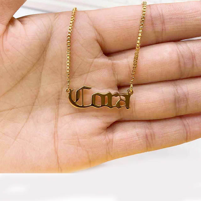 Name Engraved Chain Box Chain Custom Name Necklace -Custom any Date or Name on this name n ...