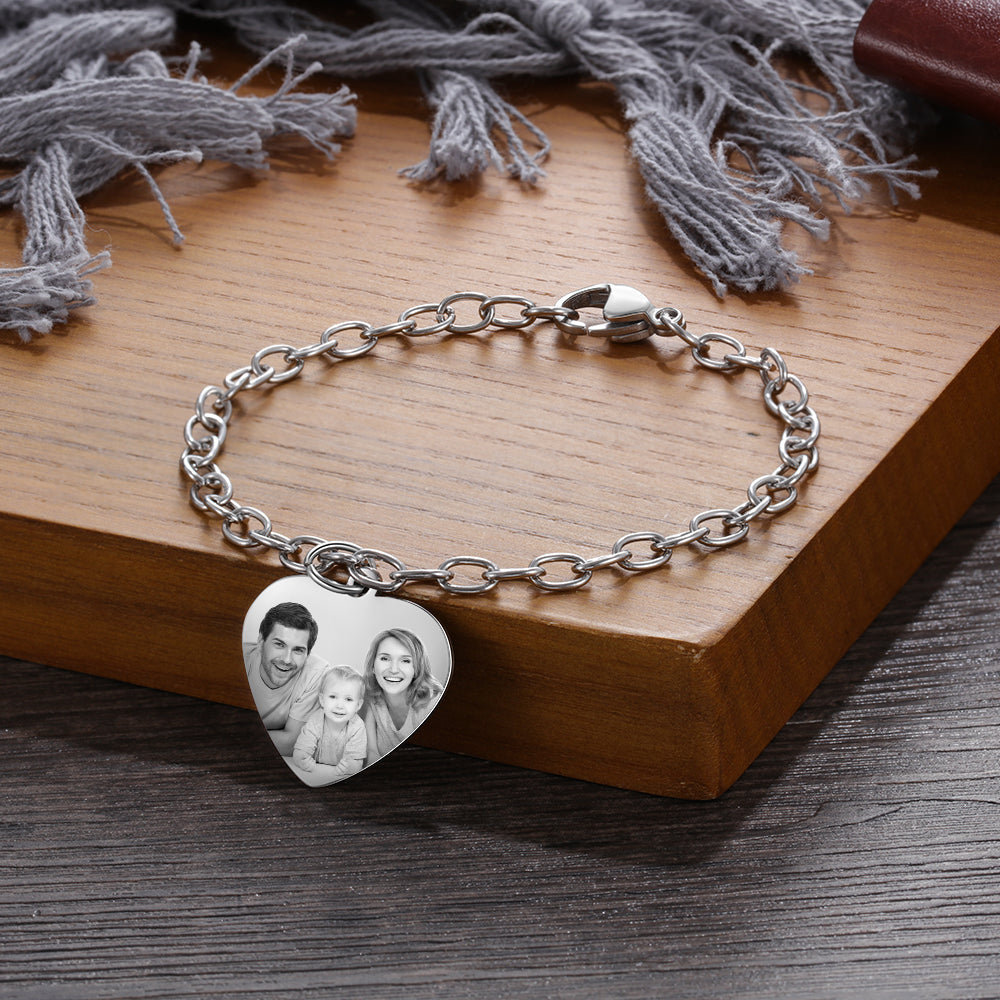 heart photo bracelet