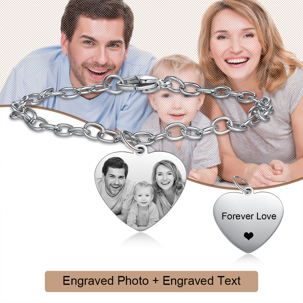 custom heart photo bracelet