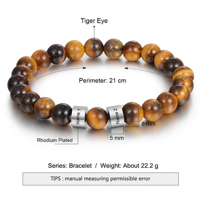 Chakra Custom Name Brads Tiger Eye Bracelet