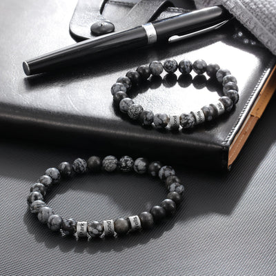 Lava Beads Custom Name Engraved Bracelet