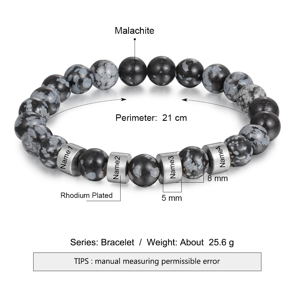 Lava Beads Custom Name Engraved Bracelet