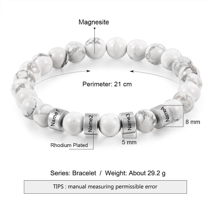 Personalized Name Chakra Magnesite White Bracelet