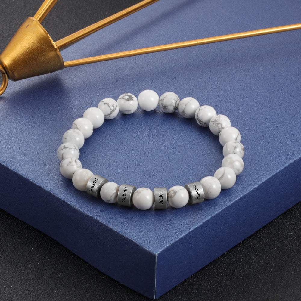 Personalized Name Chakra Magnesite White Bracelet