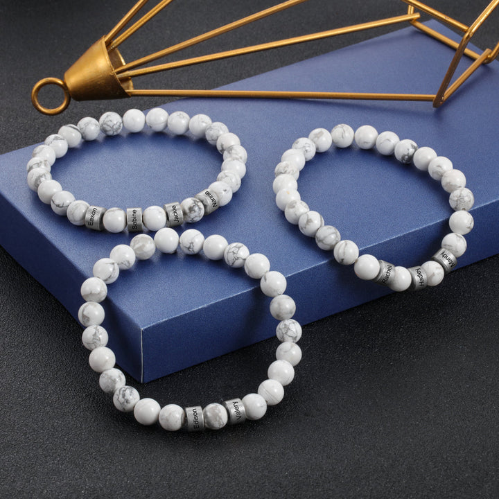 Personalized Name Chakra Magnesite White Bracelet