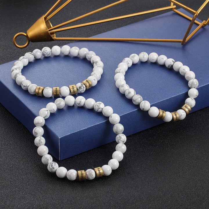 Personalized Name Chakra Magnesite White Bracelet