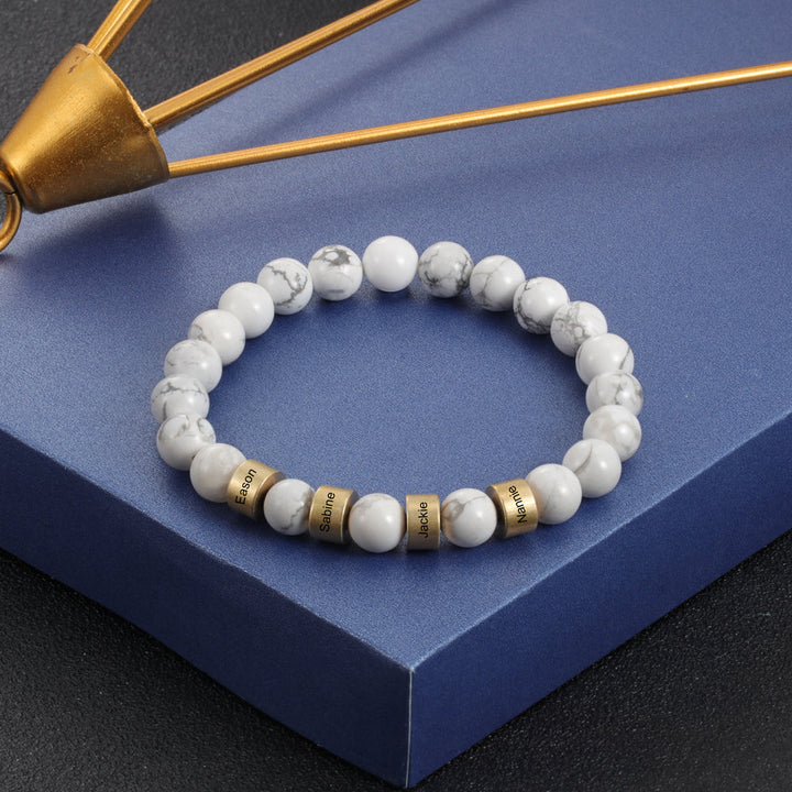 Personalized Name Chakra Magnesite White Bracelet