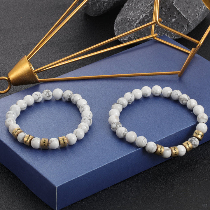 Personalized Name Chakra Magnesite White Bracelet