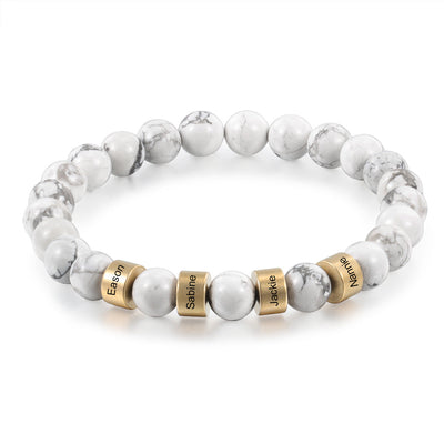 Personalized Name Chakra Magnesite White Bracelet