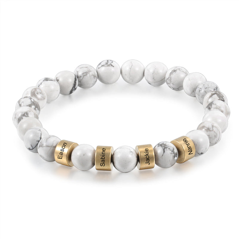 Personalized Name Chakra Magnesite White Bracelet