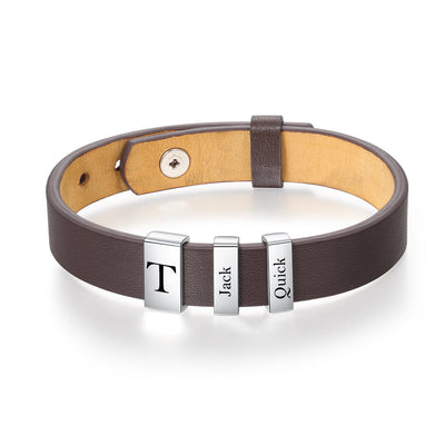Men's Leather Bracelet- Custom Name Bracelet For Dad
