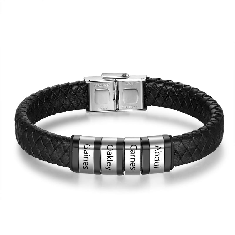 Custom Leather Bracelet With Personalized Name- Men&