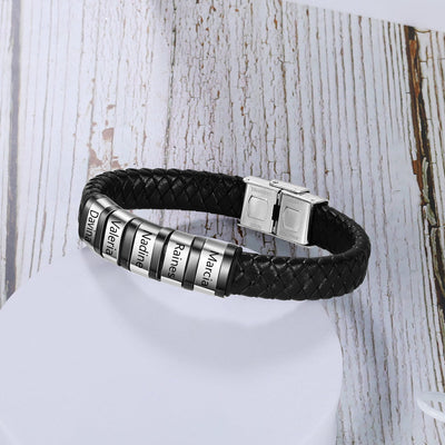 Custom Leather Bracelet With Personalized Name- Men's Bracelet For Dad