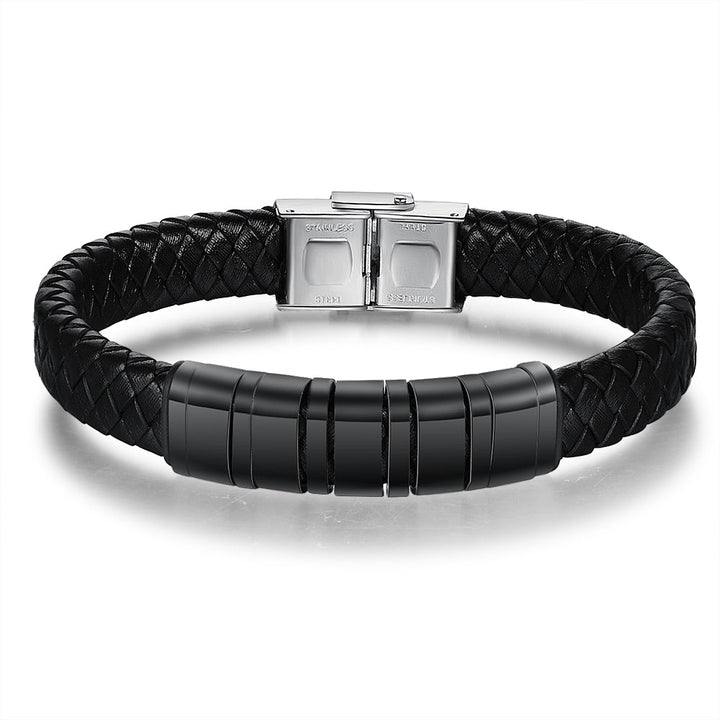 Personalized Name Beads Men Bracelet - Leather Bracelet For Father's Day Gift For Dad
