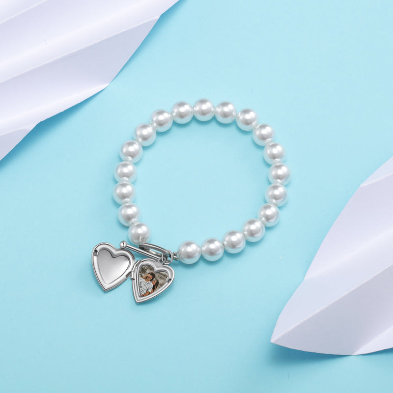 Pearl photo bracelet for women