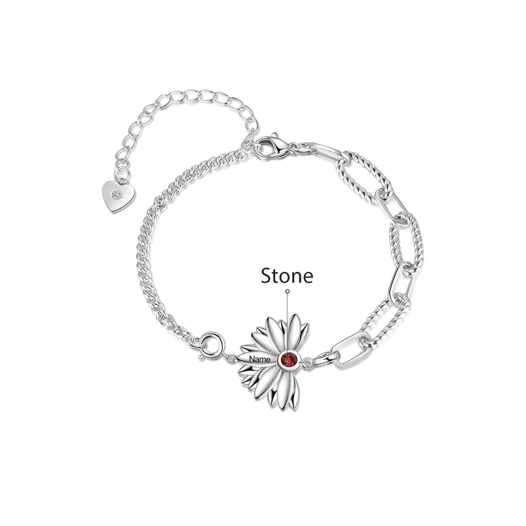 Personalized Sunflower Bracelet-Exclusive Family Name Bracelet