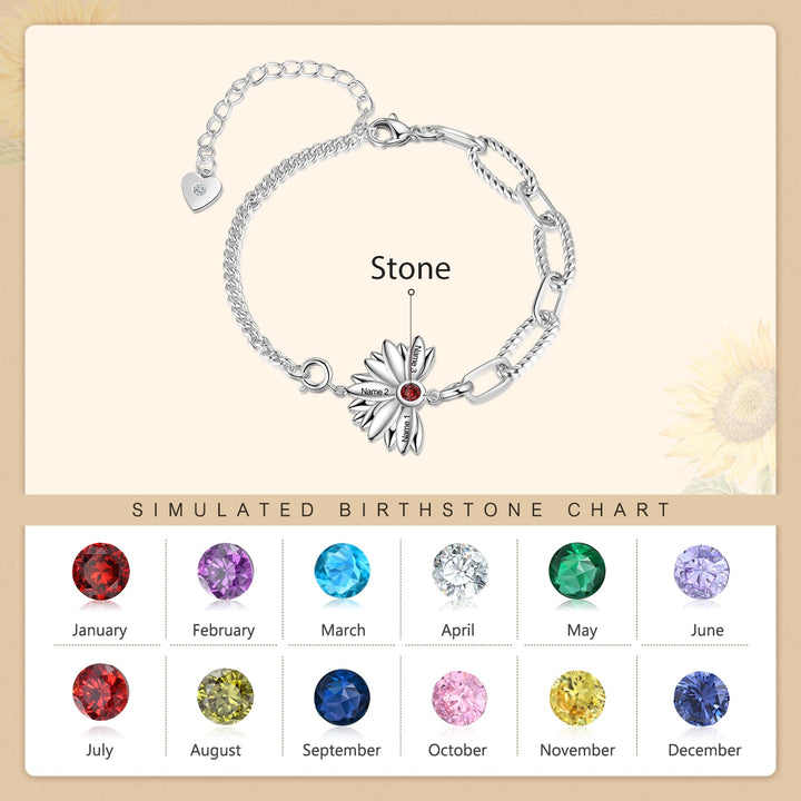 Personalized Sunflower Bracelet-Exclusive Family Name Bracelet