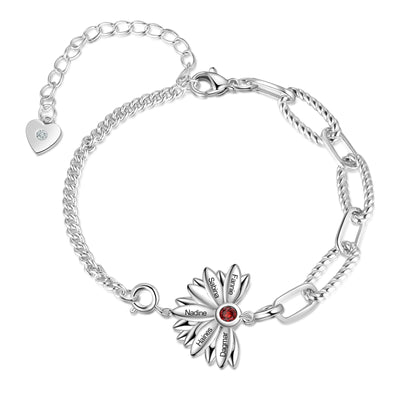 Personalized Sunflower Bracelet-Exclusive Family Name Bracelet
