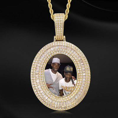 Custom Picture Necklace-18k gold medallion necklace-Cubic Zirconia Necklace