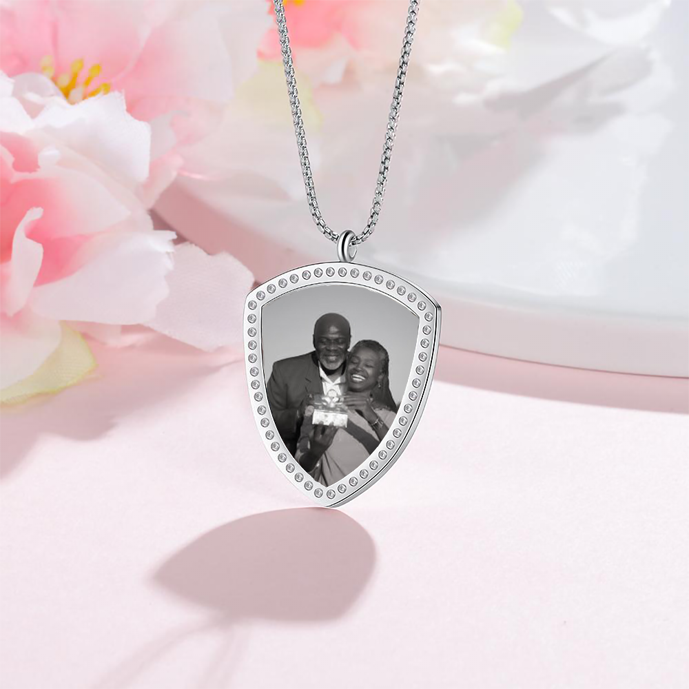 Personalized Sterling Silver Photo Necklace With Engraving