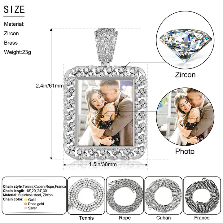 Square Photo Pendant- Hip Hop Men's Jewelry-Picture Necklace