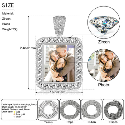 Square Photo Pendant- Hip Hop Men's Jewelry-Picture Necklace