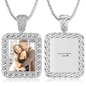 Square Photo Pendant- Hip Hop Men's Jewelry-Picture Necklace