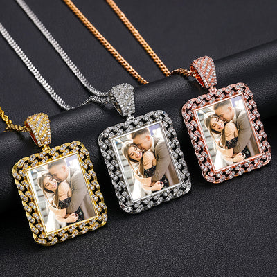 Square Photo Pendant- Hip Hop Men's Jewelry-Picture Necklace