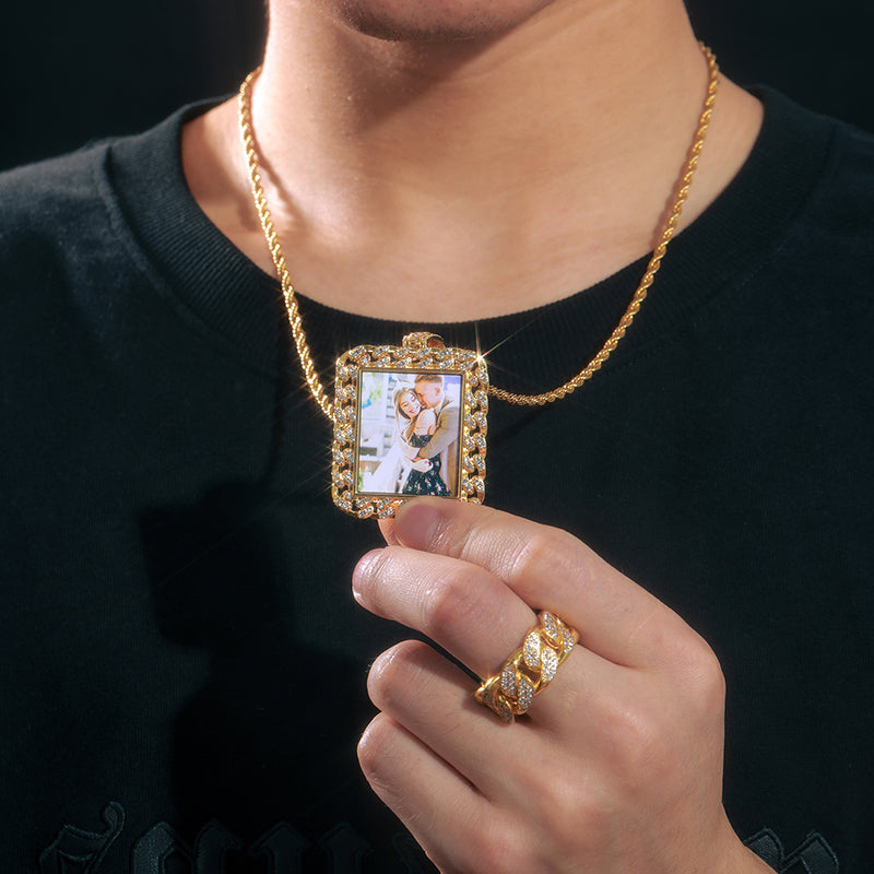 Square Photo Pendant- Hip Hop Men's Jewelry-Picture Necklace