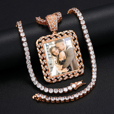 Square Photo Pendant- Hip Hop Men's Jewelry-Picture Necklace