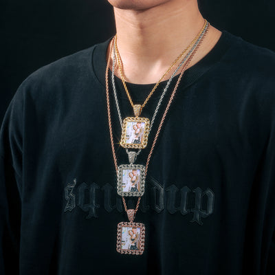 Square Photo Pendant- Hip Hop Men's Jewelry-Picture Necklace