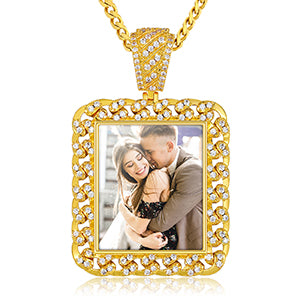 Square Photo Pendant- Hip Hop Men's Jewelry-Picture Necklace