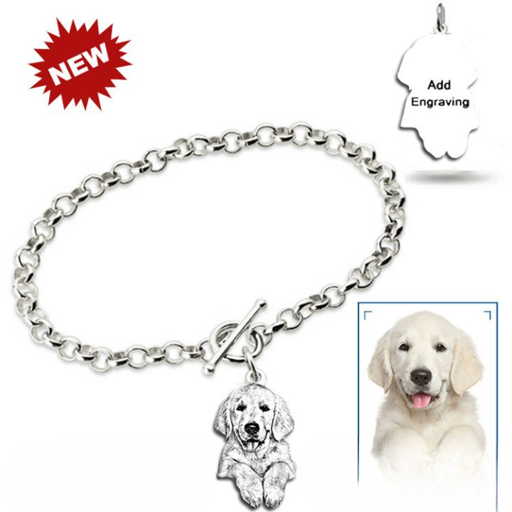 Customized Pet Photo Engrave Bracelet-Pet Photo Bracelet-Gift For Pet Lover