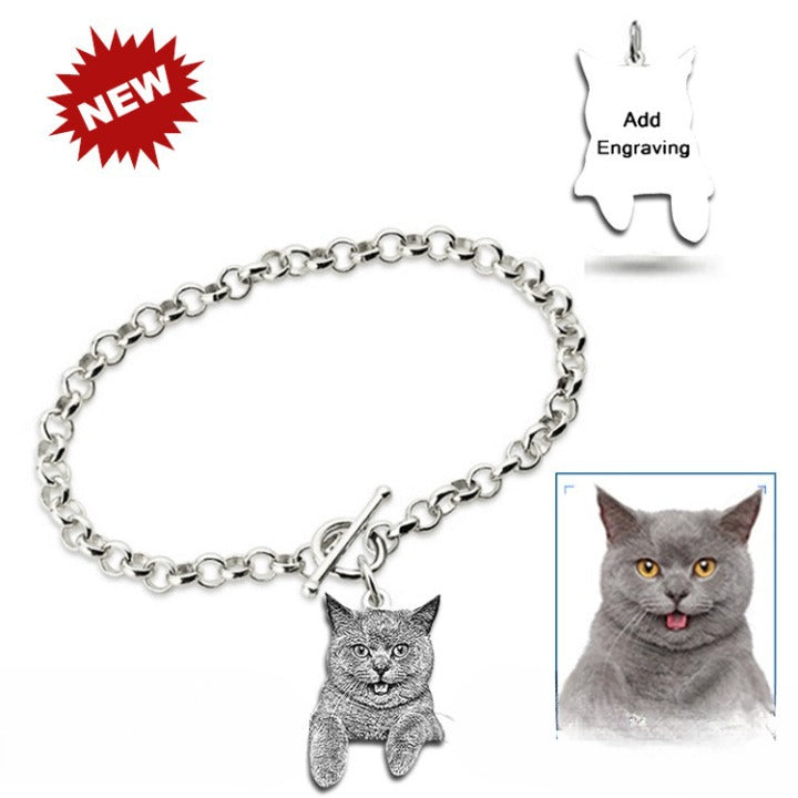 Customized Pet Photo Engrave Bracelet-Pet Photo Bracelet-Gift For Pet Lover