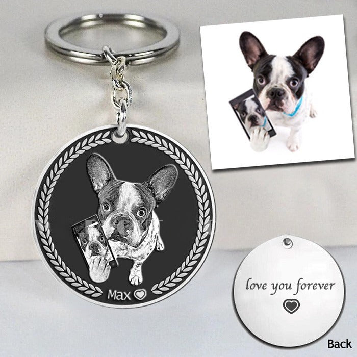 Custom Keychains-Pet Photo Keychain-Photo Engraved Dog Tag Keychain