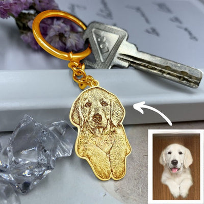 Custom Keychains-Pet Photo Keychain-Photo Engraved Dog Tag Keychain