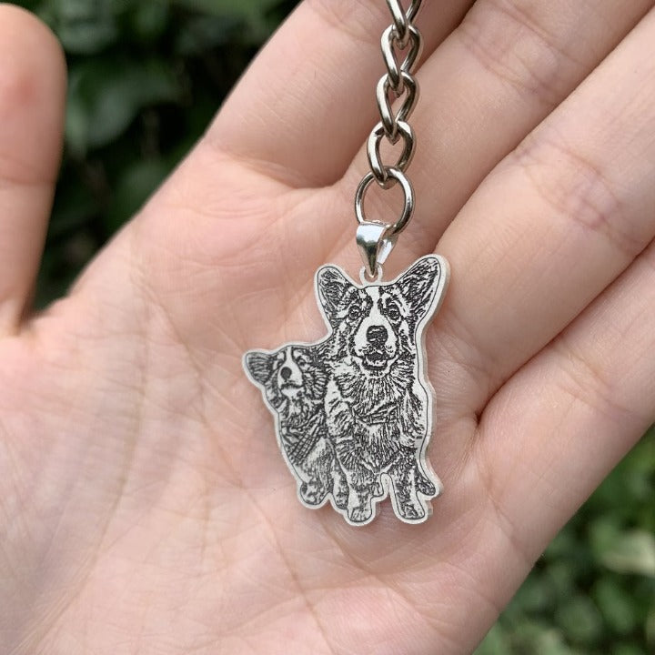 Custom Keychains-Pet Photo Keychain-Photo Engraved Dog Tag Keychain