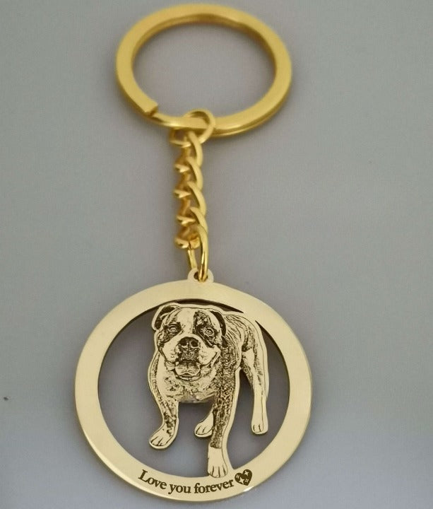 Custom Keychains-Pet Photo Keychain-Photo Engraved Dog Tag Keychain