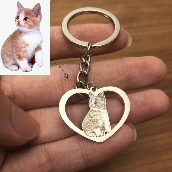 Custom Keychains-Pet Photo Keychain-Photo Engraved Dog Tag Keychain