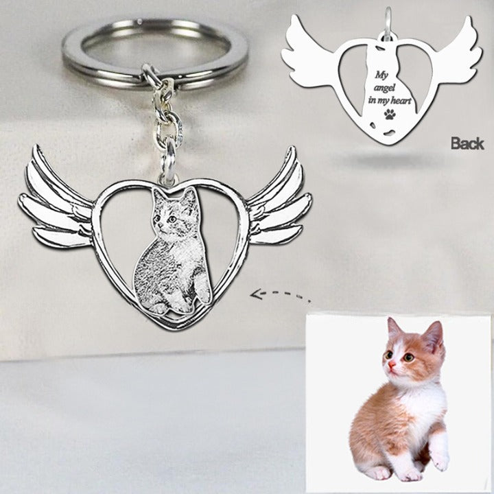 Custom Keychains-Pet Photo Keychain-Photo Engraved Dog Tag Keychain